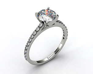 14k White Gold 0.30ct Common Prong Round Shaped Diamond Engagement Ring